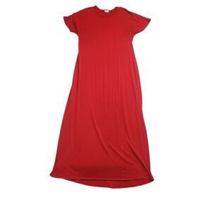 LuLaRoe Maria Women's Floor-Length Maxi Dress Coral Orange (M)